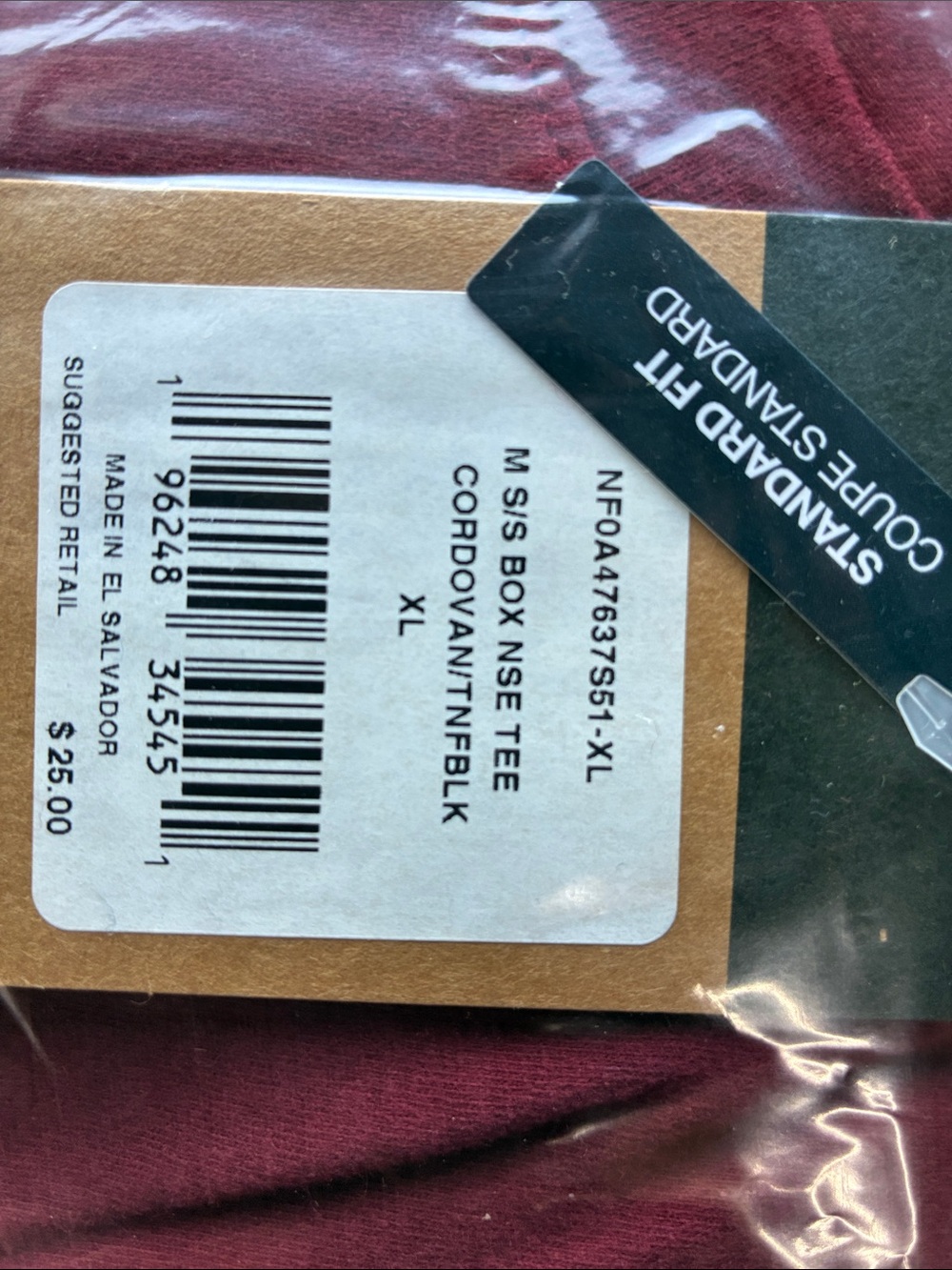 The North Face Crew Neck Tee - Burgundy Red (5 X-Large shirts pack) - Picture 2 of 7